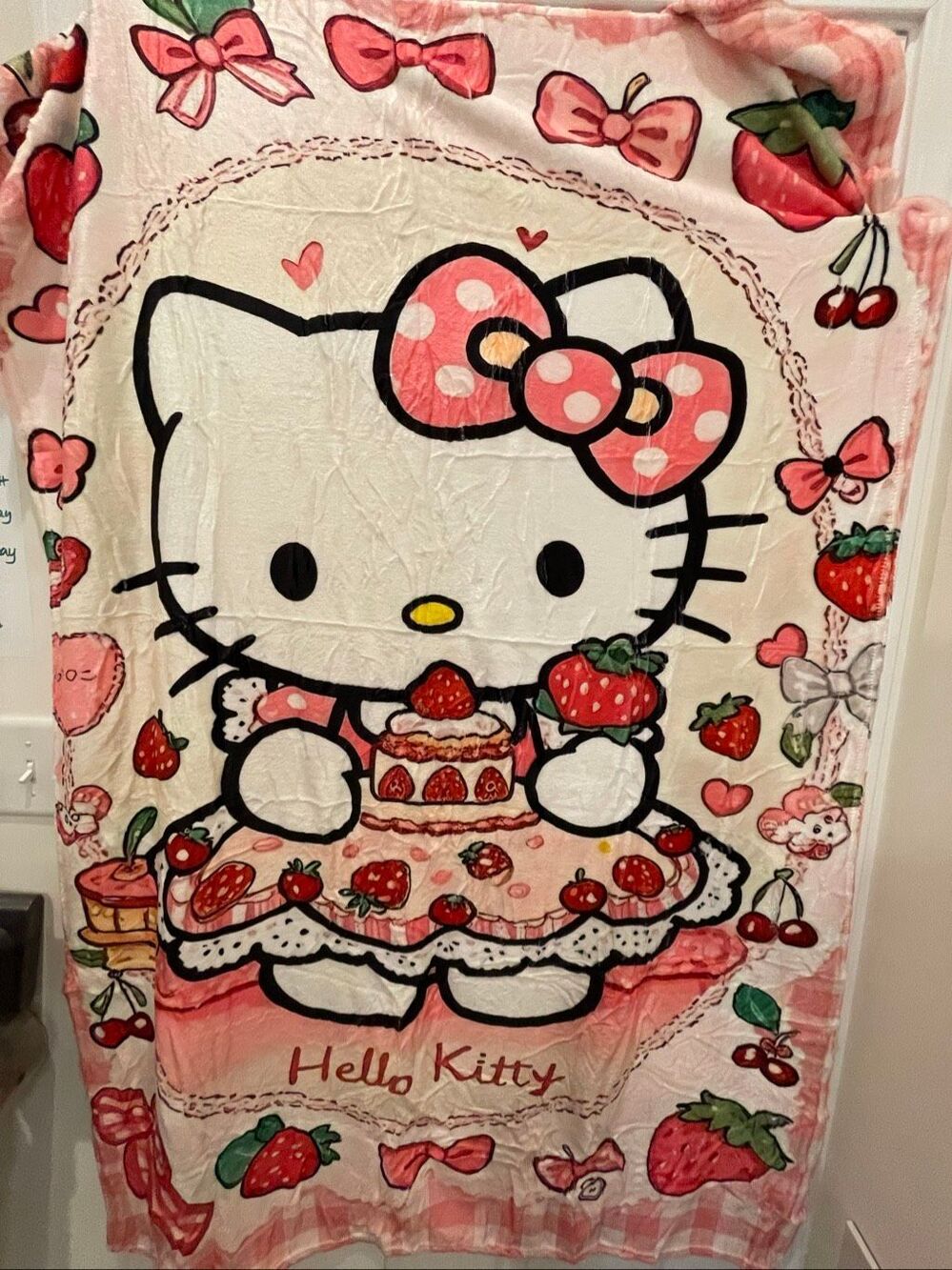 Hello Kitty Strawberry Cake Pink Throw Blanket 40x60 New